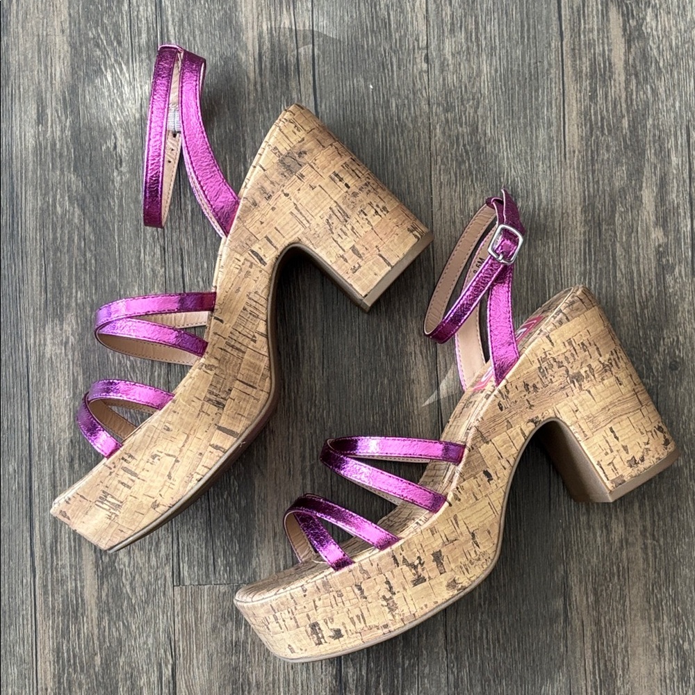 💜💓NEW! POP Y2K Platform Metallic Sandals Sz 8.5💓💜 - Picture 5 of 15